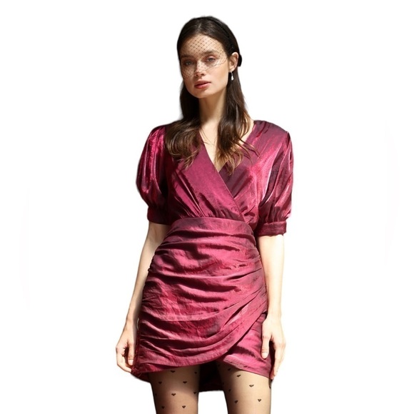 Adelyn Rae Faye Gathered Puff Sleeve Mini Dress | U.S. Woman’s Small - Picture 1 of 10